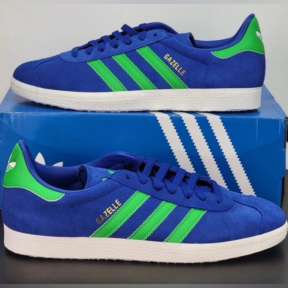 Adidas Gazelle‎ Sneakers Suede Royal Blue/Green Sz 9.5 Men woman Sz 11 Retro